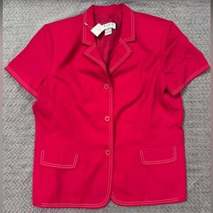 Mary McFadden Women’s Blazer Jacket Short Sleeve Office Career Single Breasted